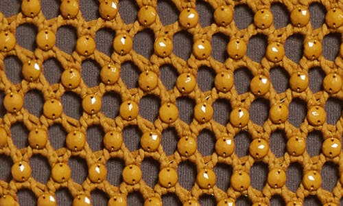 Diotima Gala Crystal Mesh Crochet Skirt In Mustard