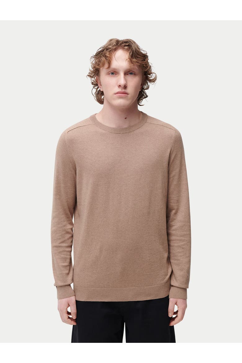 Men's Crewneck Cotton Silk Cashmere Blend Sweater, Alternate, color, timber wolf