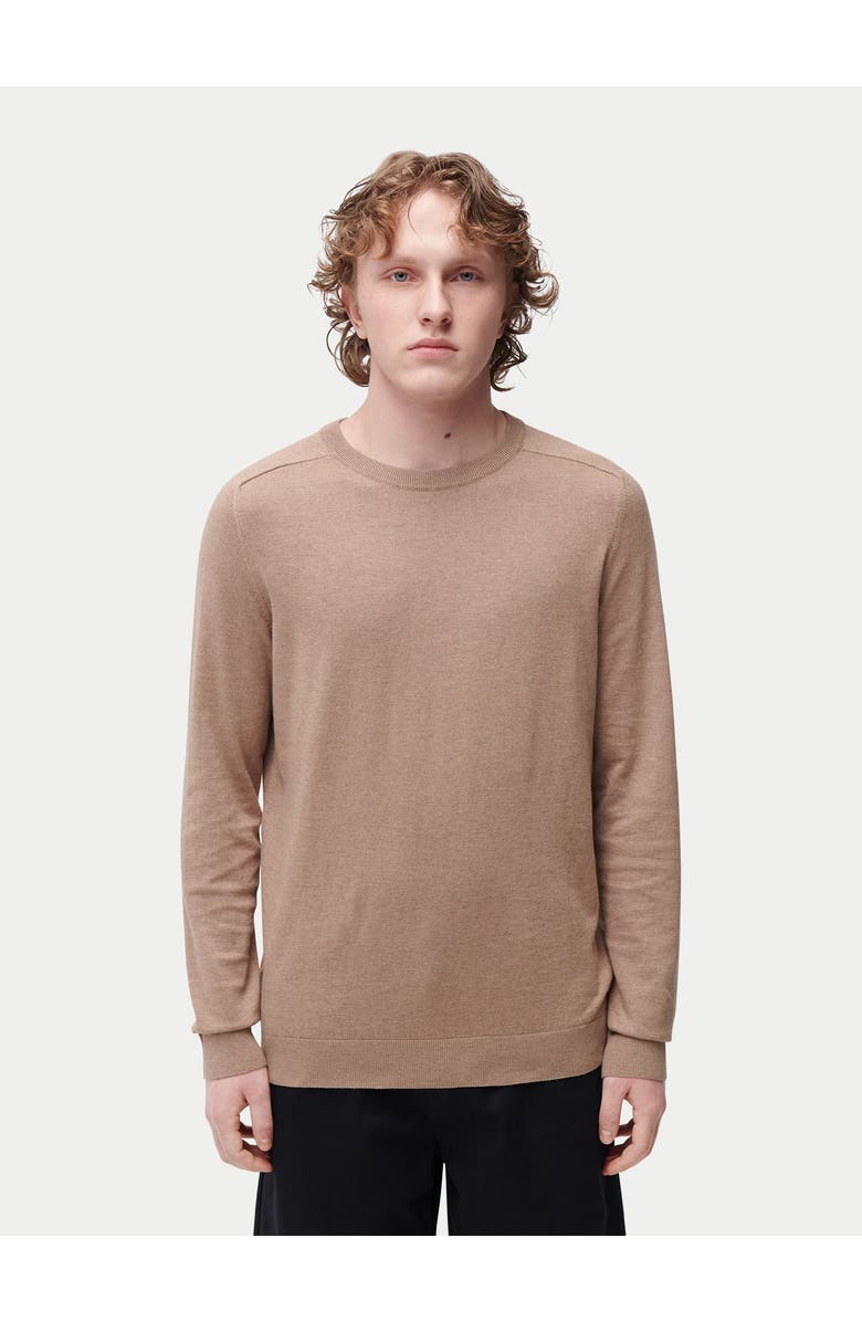 Gobi Cashmere Men's Crewneck Cotton Silk Cashmere Blend Sweater, Alternate, color, Timber Wolf