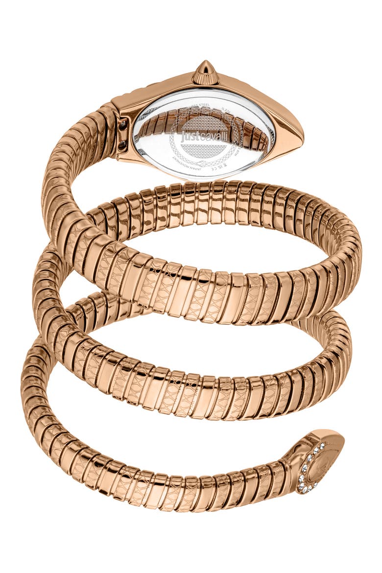 Snake Wraparound Bracelet Watch, 20mm x 34.5mm, Alternate, color, ROSE GOLD
