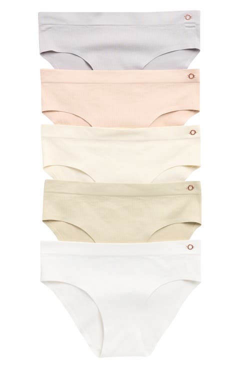 Assorted 5-Pack Laser Cut Seamless Rib Hipster Panties