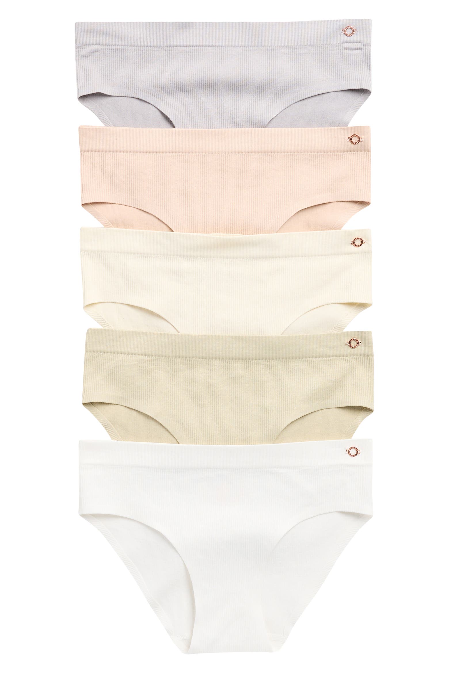 Small Rib Cuts Danskin Assorted 5-Pack Laser Cut Seamless Rib Hipster Panties (Women ...