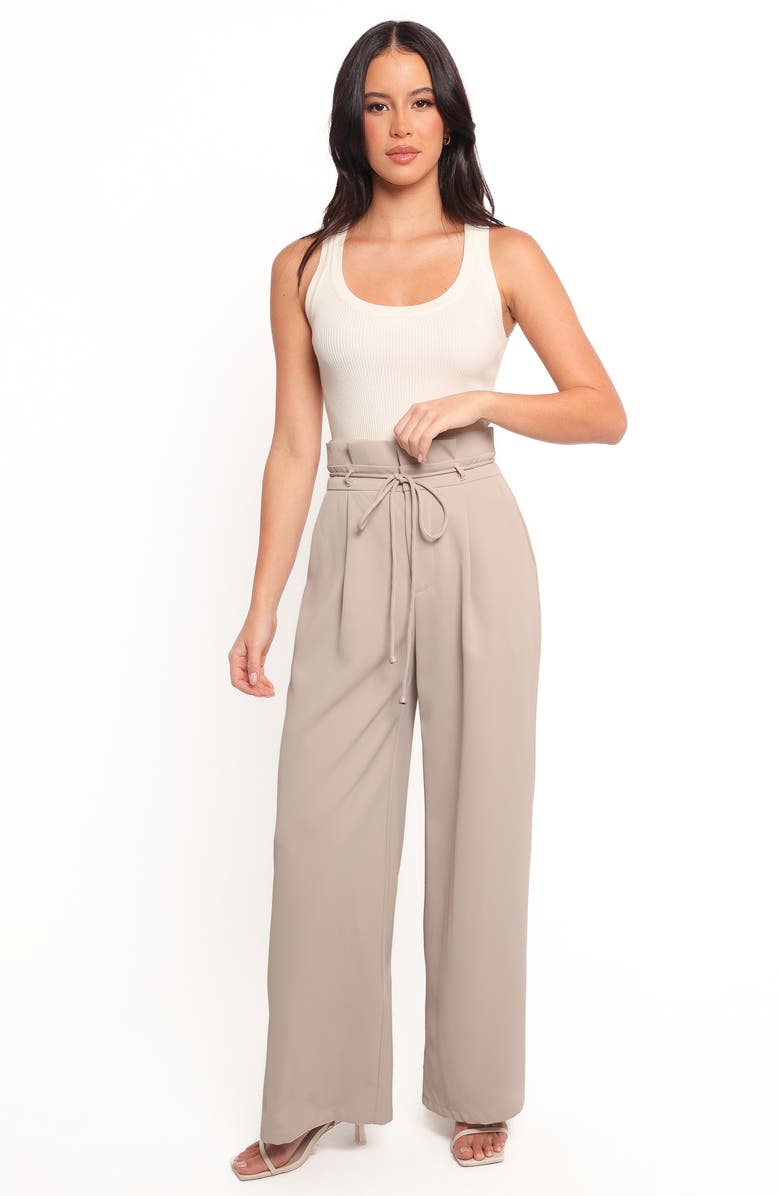Petal & Pup Thesis Tie Waist Wide Leg Pants, Alternate, color, Beige