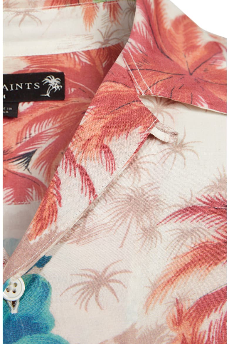 Kanaloa Short Sleeve Button-Up Aloha Shirt, Alternate, color, ECRU
