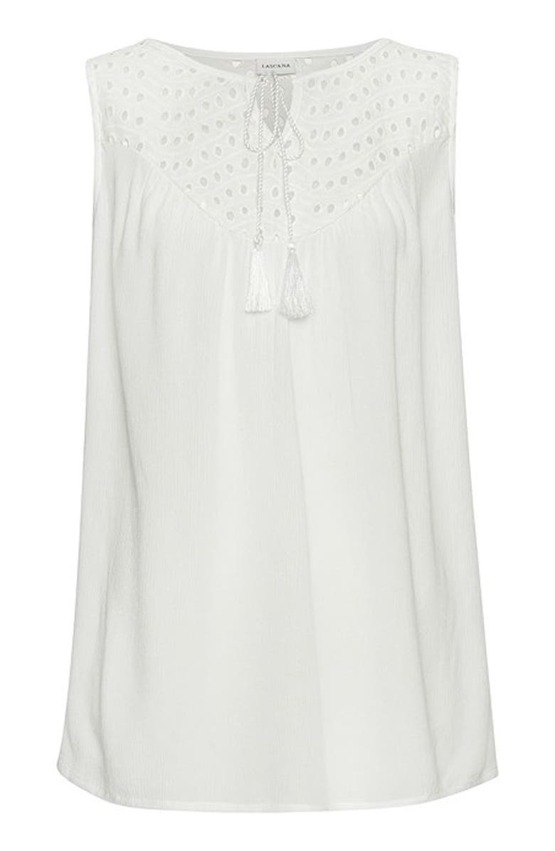 LASCANA Women's Sleeveless Eyelet Top, Alternate, color, White