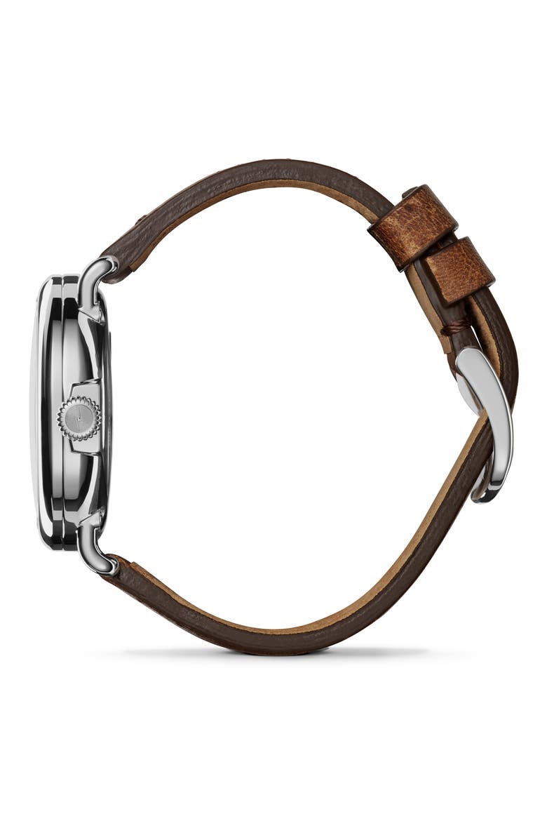 Runwell Automatic Leather Strap Watch, 40mm, Alternate, color, TAN/ BLACK/ SILVER