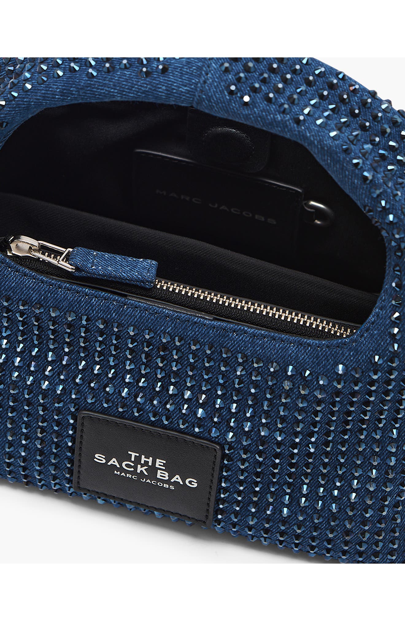 Marc Jacobs The Mini Crystal Denim Sack Bag, Alternate, color, 