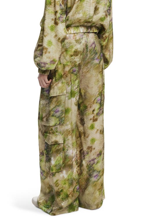 Desigual Abstract Floral Cargo Pants In Light Green
