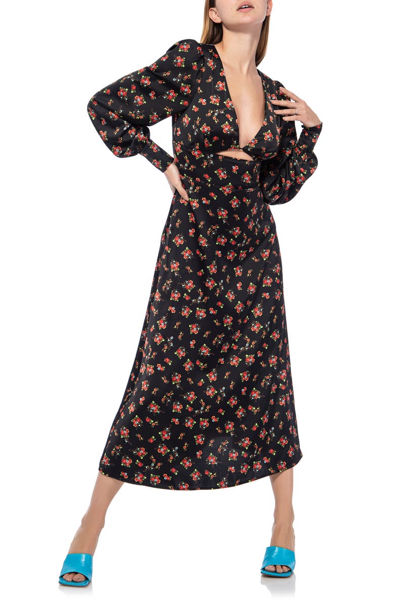 AFRM Viola Cutout Long Sleeve Midi Dress, Main, color, 