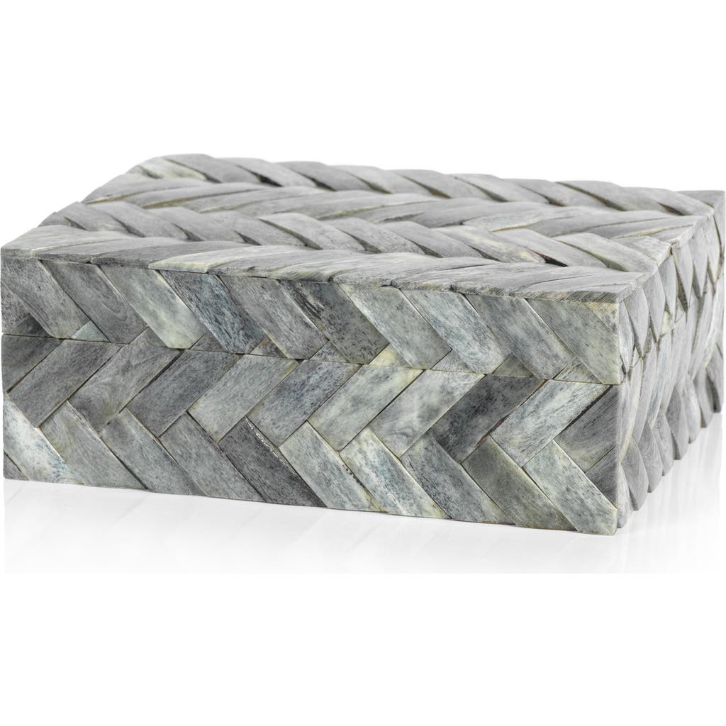 Zodax Bengkulu Herringbone Bone Decorative Box In Gray