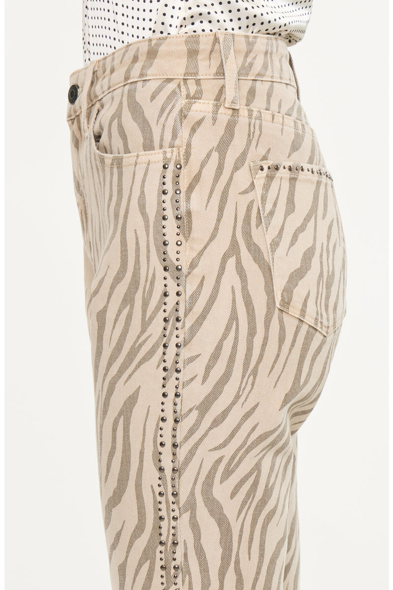 Zellie High Rise Flare Jeans, Alternate, color, Beige Zebra Print