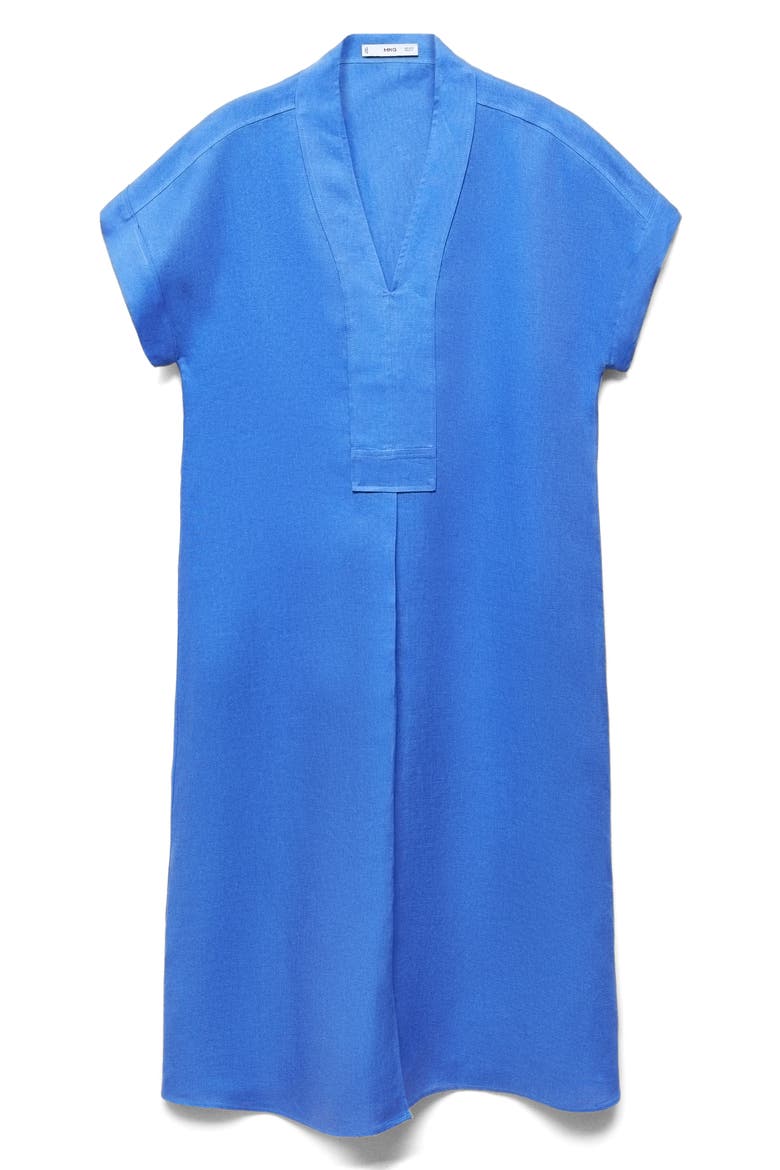 Short Sleeve Linen Shirtdress, Main, color, BLUE