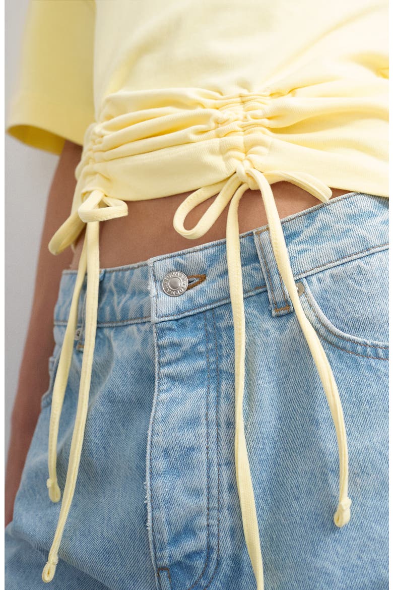 Drawcord Detail Crop Top, Alternate, color, YELLOW