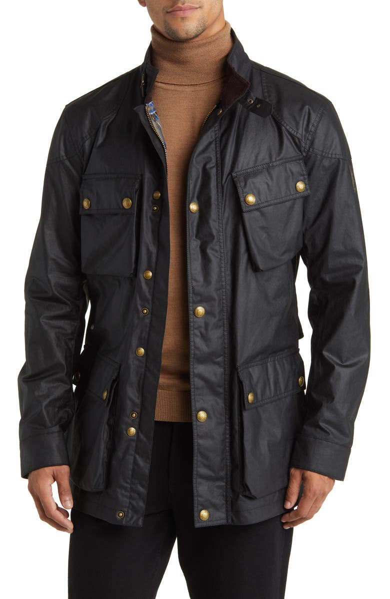 Belstaff Trialmaster Belted Waxed Cotton Jacket, Main, color, 
