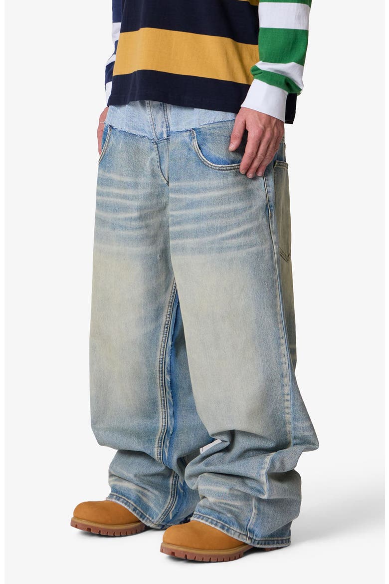Mega Baggy Layered Denim Jeans, Alternate, color, MEDIUM BLUE