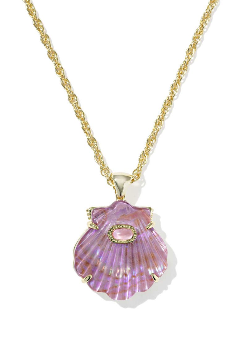 Lucia Short Shell Pendant Necklace, Main, color, GOLD LIGHT MAUVE ILLUSION