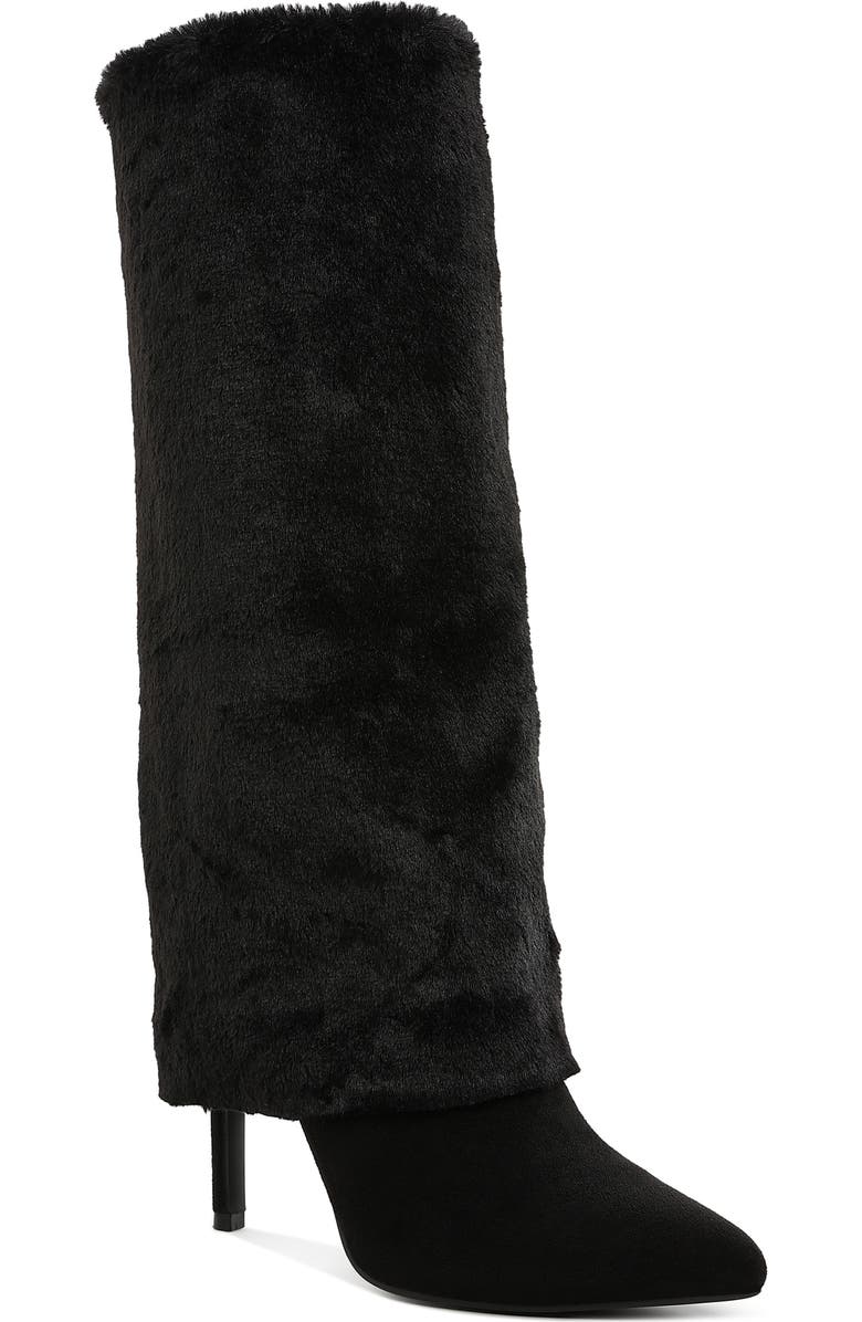 LONDON RAG Everglade Faux Calf Hair Knee High Boot, Main, color, Black