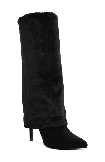 LONDON RAG Everglade Faux Calf Hair Knee High Boot in Black at Nordstrom Rack, Size 8
