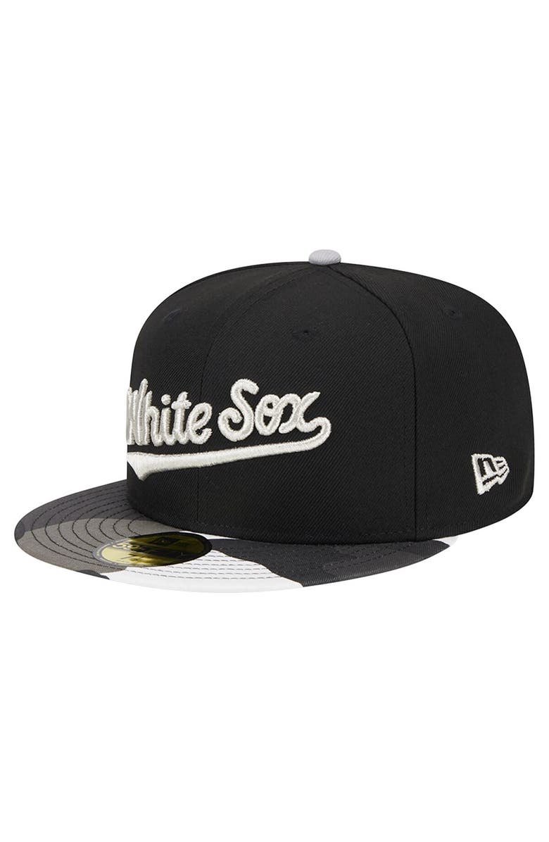New Era Men's New Era Black Chicago White Sox Metallic Camo 59FIFTY Fitted Hat, Alternate, color, Black