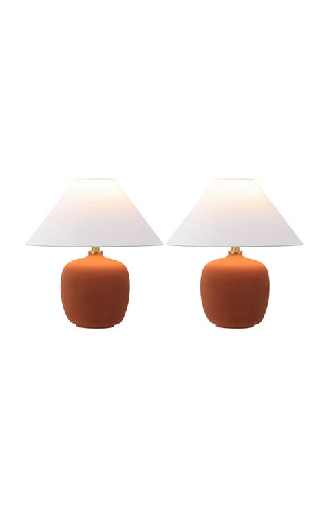 Delphi 18.25" Minimalist Scandinavian Resin/Iron LED Table Lamp (Set of 2)