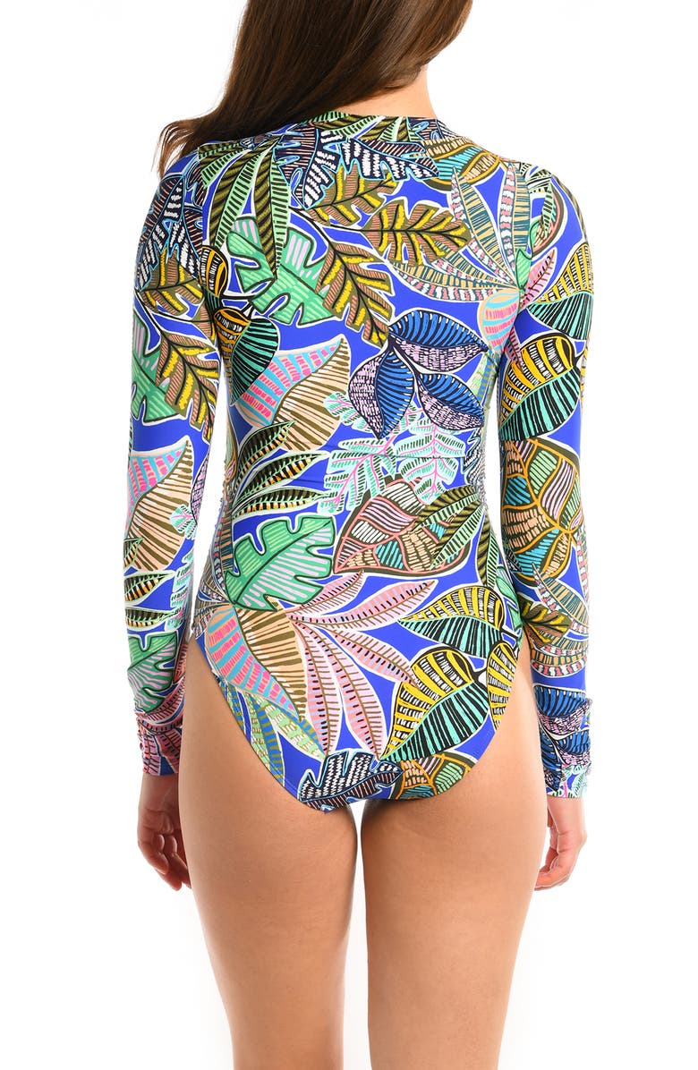 La Blanca Half Zip Long Sleeve One-Piece Rashguard Swimsuit, Alternate, color, 