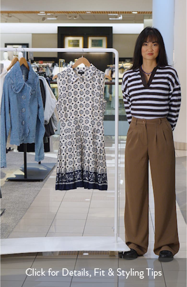 Venus Pleated Border Print Shirtdress, sales video thumbnail
