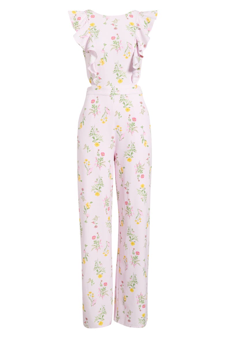 Margote Floral Print Ruffle Jumpsuit, Alternate, color, BLUSH-PINK