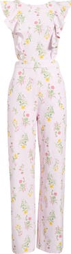 SUGARLIPS Margote Floral Print Ruffle Jumpsuit