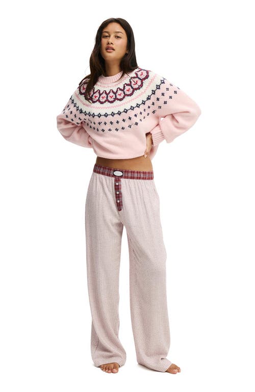Cotton On Body Flannel Wide Leg Pant In Pink
