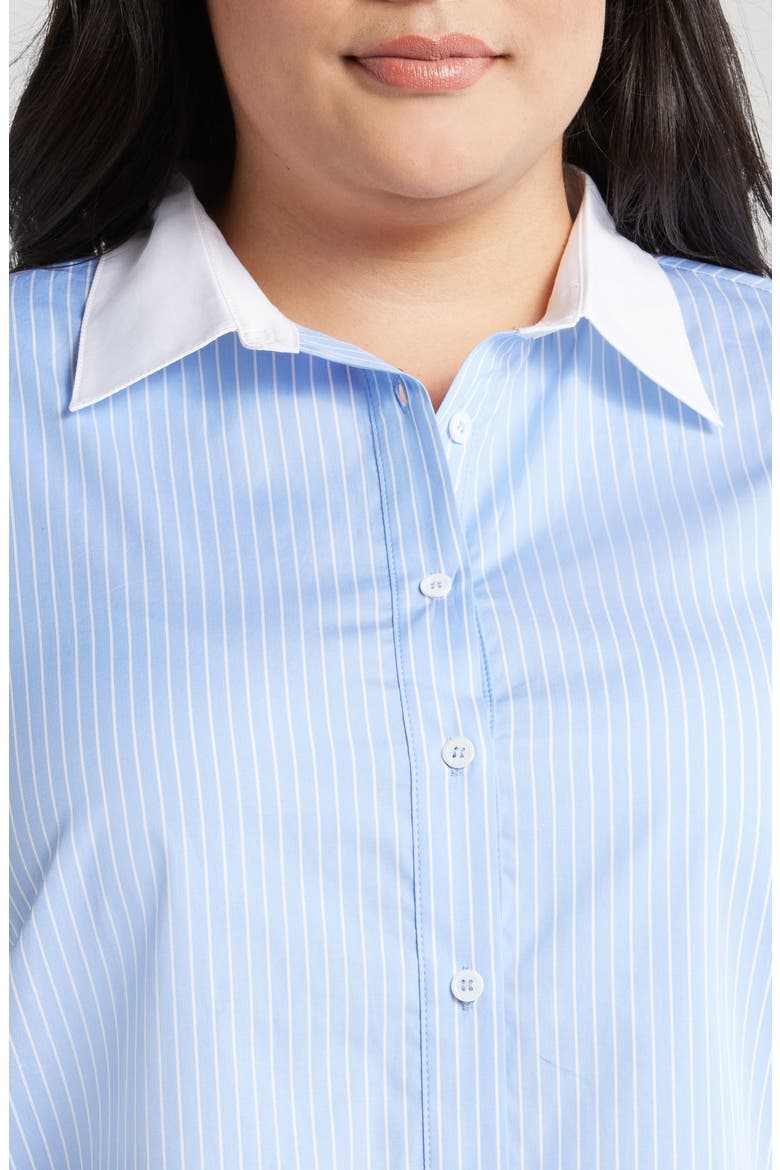 Caris Shirt, Alternate, color, BLUE PINSTRIPES