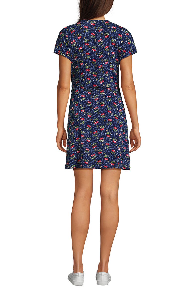 Cotton Modal V Neck Mini Wrap Dess, Alternate, color, Cherries/Deep Sea Navy Floral