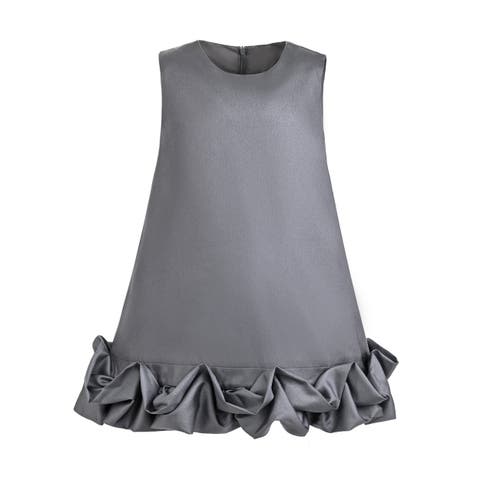 Clarette Satin Ruffle-Hem Dress