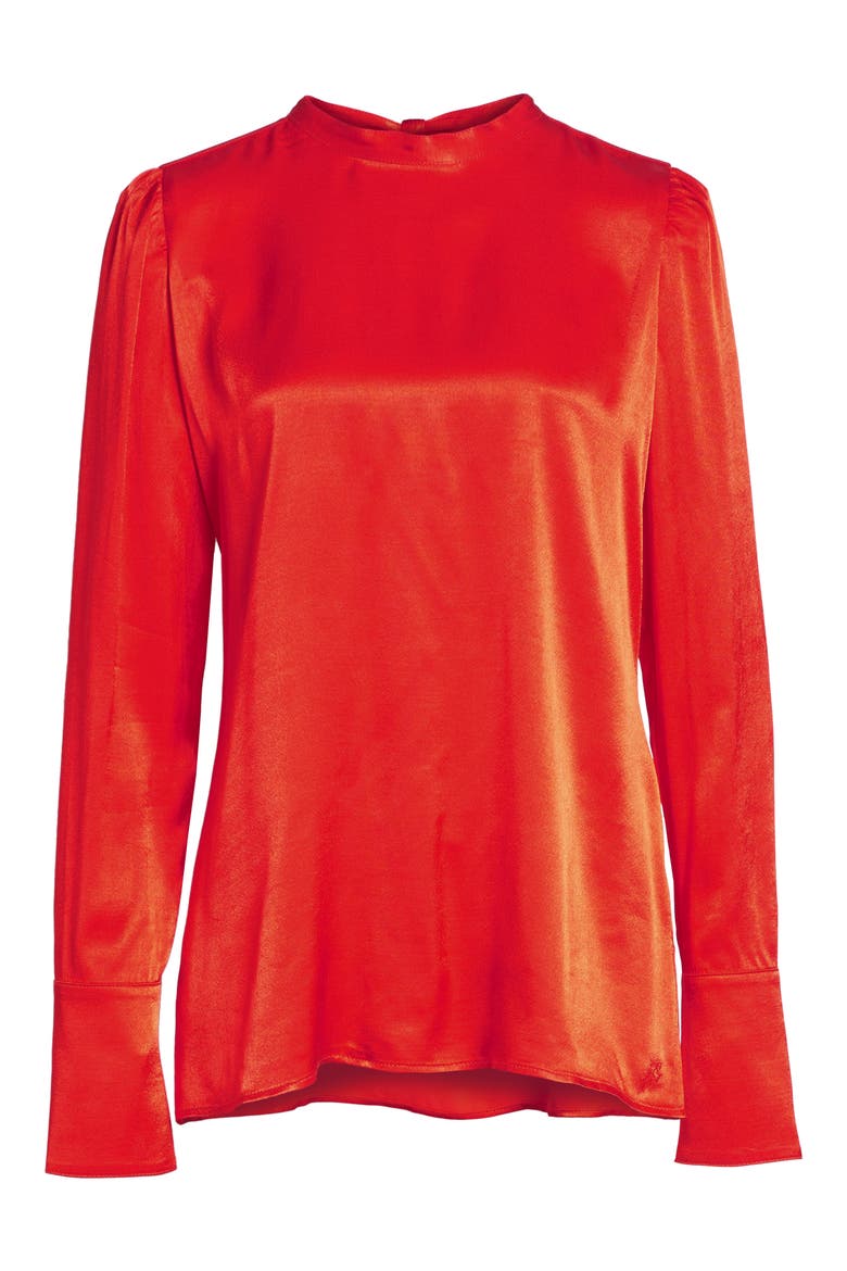 x Something Navy Satin Tunic, Alternate, color, RED FIERY