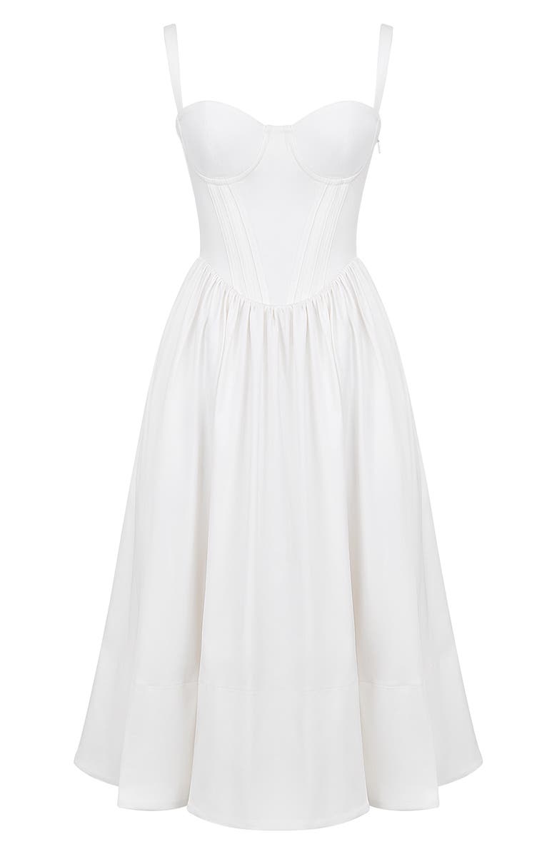 HOUSE OF CB Kelly Corset Midi Sundress, Alternate, color, White