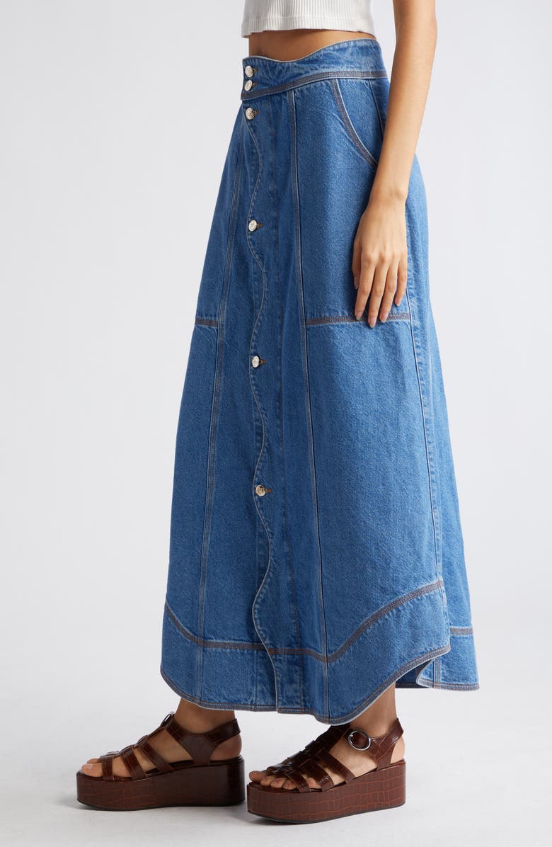 FARM Rio Wave Denim Maxi Skirt, Alternate, color, 