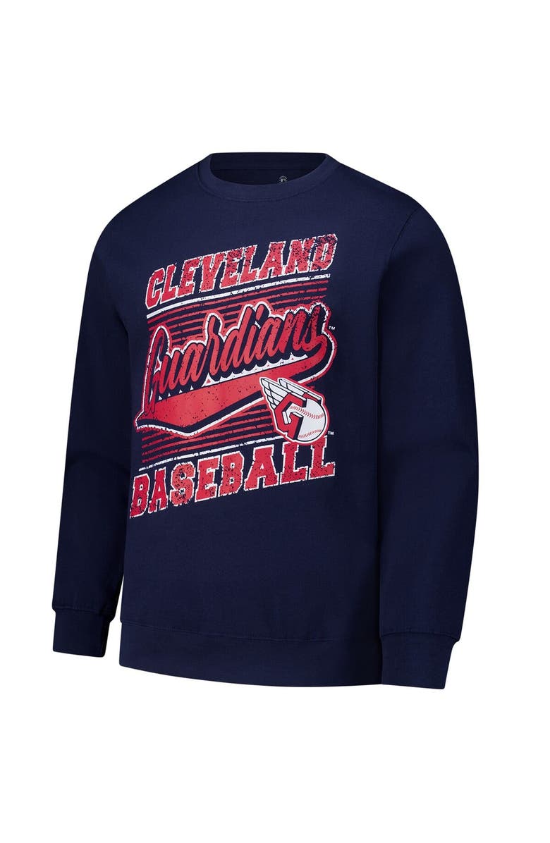 STITCHES Men's Stitches Navy Cleveland Guardians Pullover Sweatshirt, Alternate, color, 