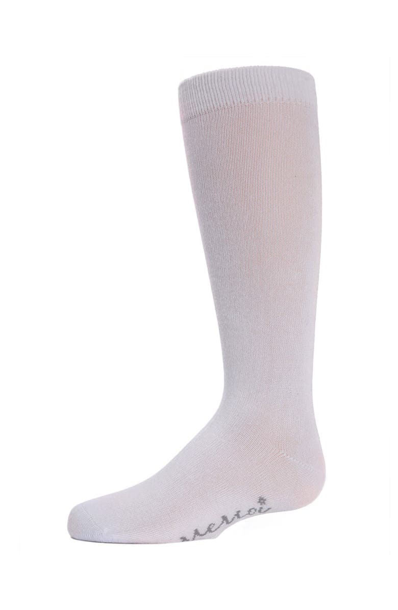MeMoi Ribbed Classic Solid-Color Knee High Sock, Main, color, White