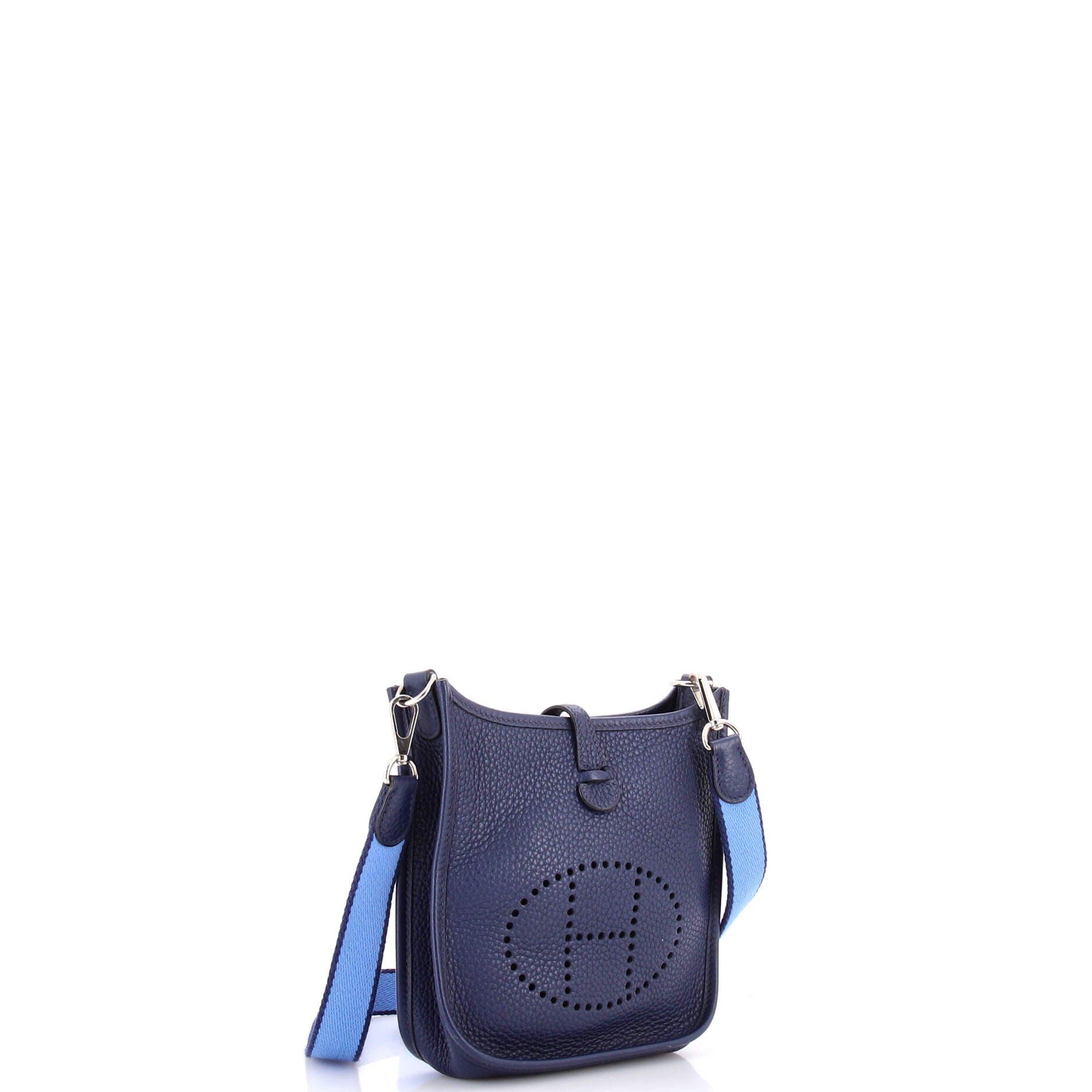 Pre-Owned Hermes Evelyne Bag Gen III Clemence TPM, Alternate, color, Bleu Saphir