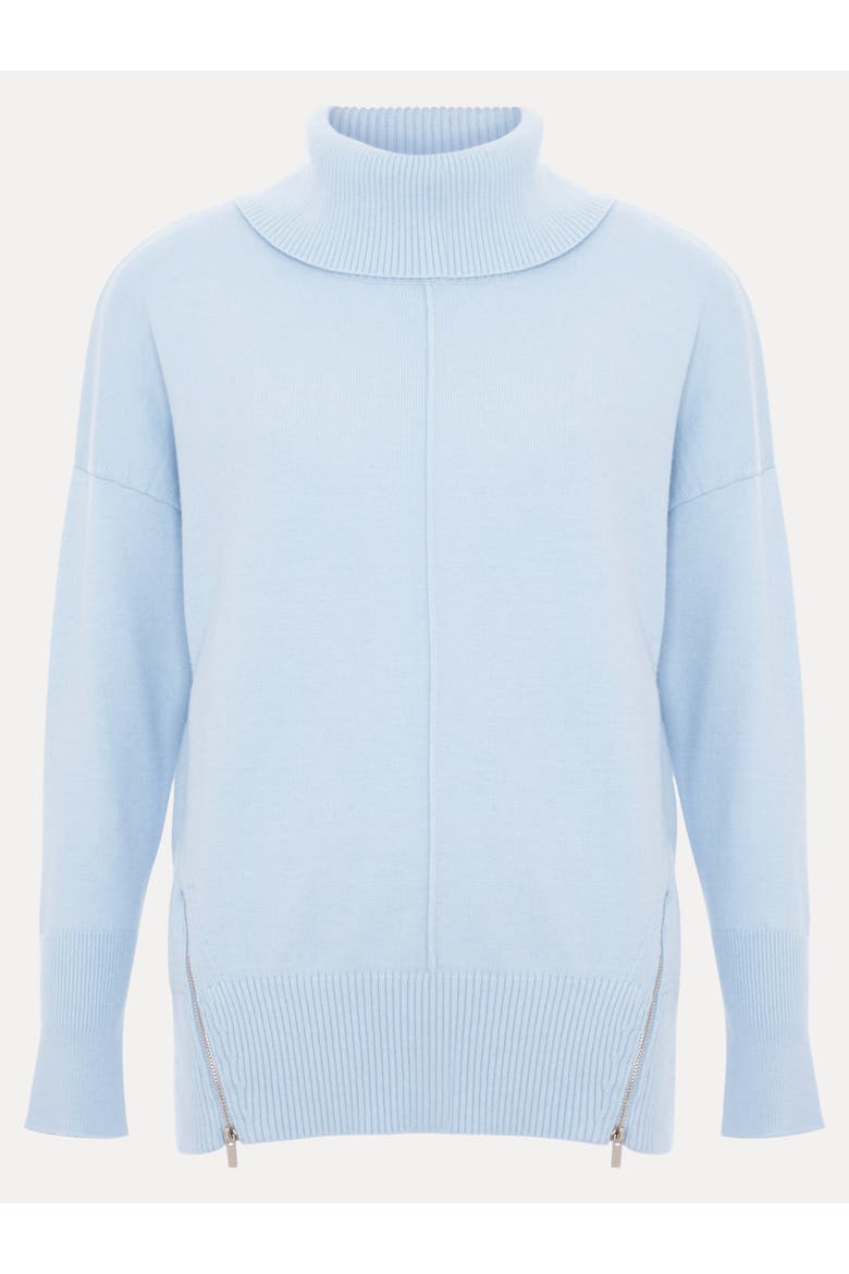 Steph Roll Neck Side-Zip Knitted Jumper, Alternate, color, Pale Blue