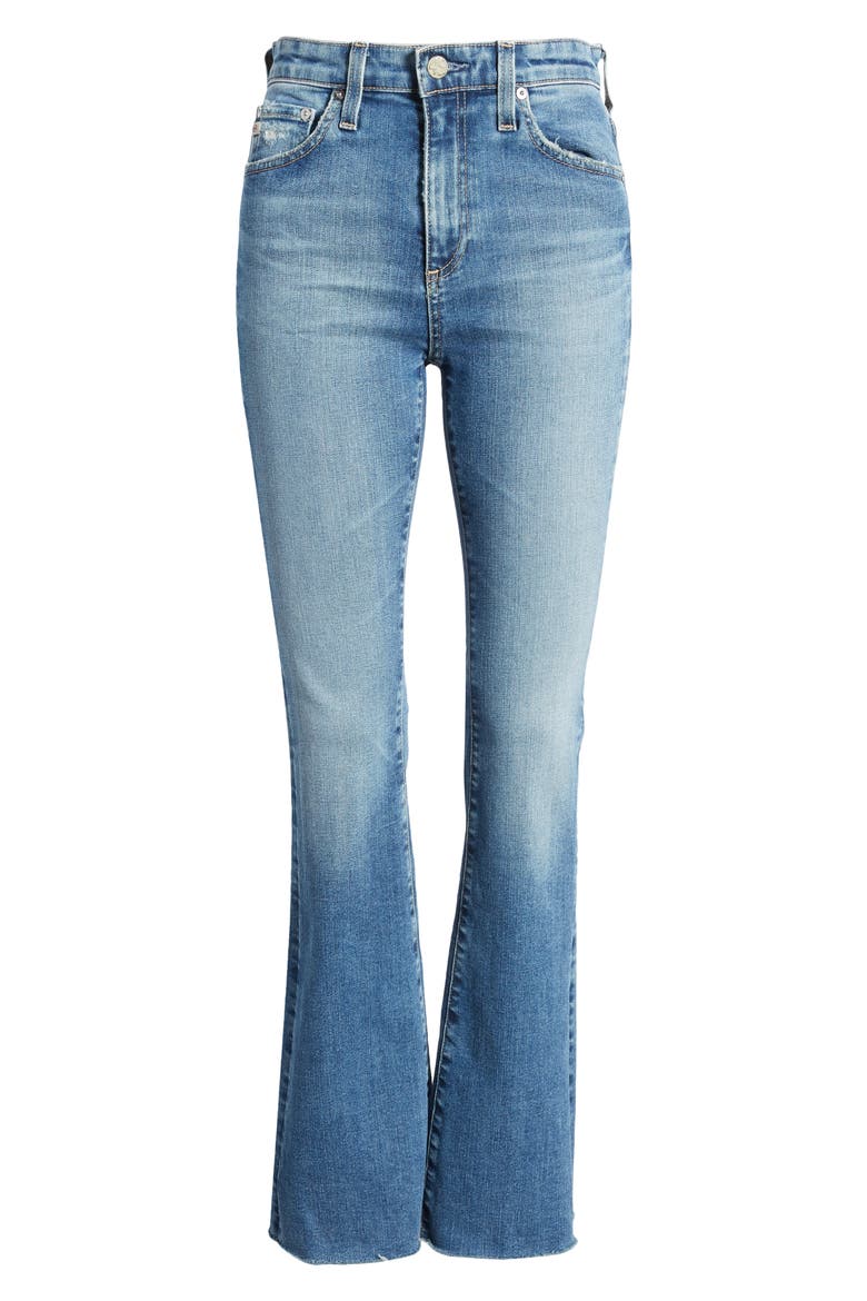 Farrah Raw Hem High Waist Bootcut Jeans, Alternate, color, 14 YEARS INTENT