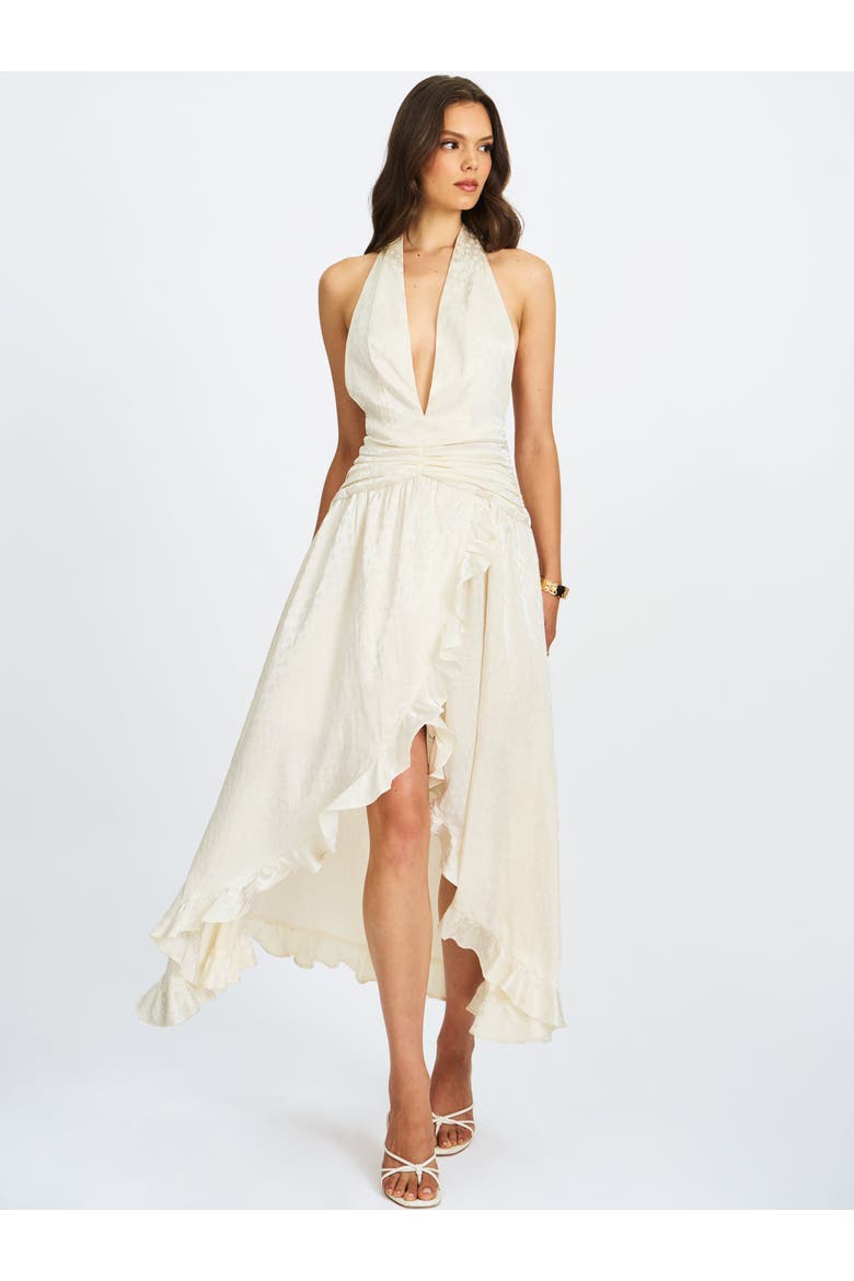 Nalani Floral Ruffled Halter Maxi Dress, Alternate, color, Ivory