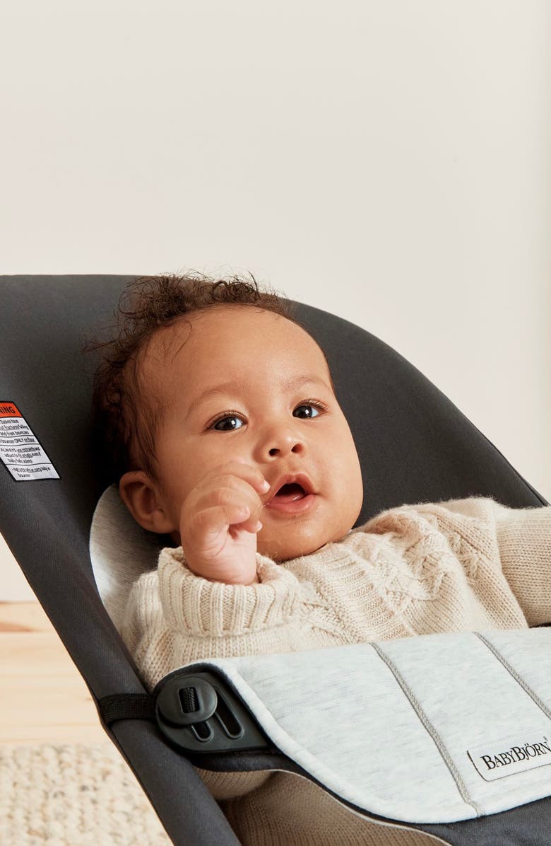 BabyBjörn Bouncer Bliss Convertible Jersey Baby Bouncer, Alternate, color, Dark Grey