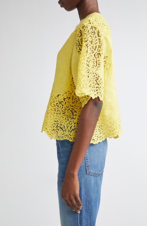 Ulla Johnson Kadene Lace Linen Top In Yellow