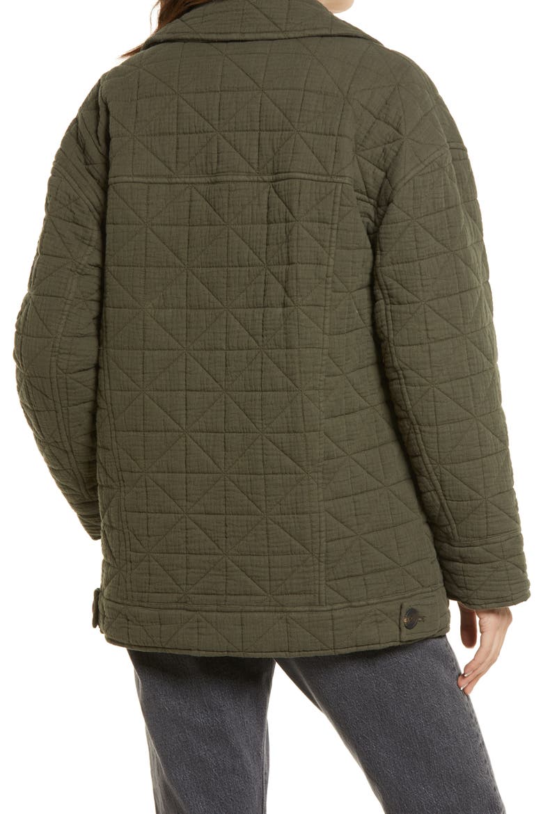 Double Breasted Diamond Quilted Cotton Jacket, Alternate, color, OLIVE SARMA