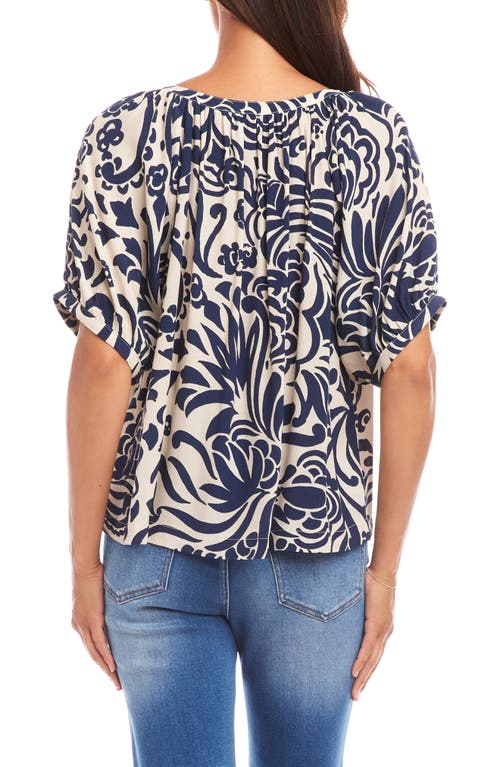 Karen Kane Paisley Print Button-up Peasant Top In Print