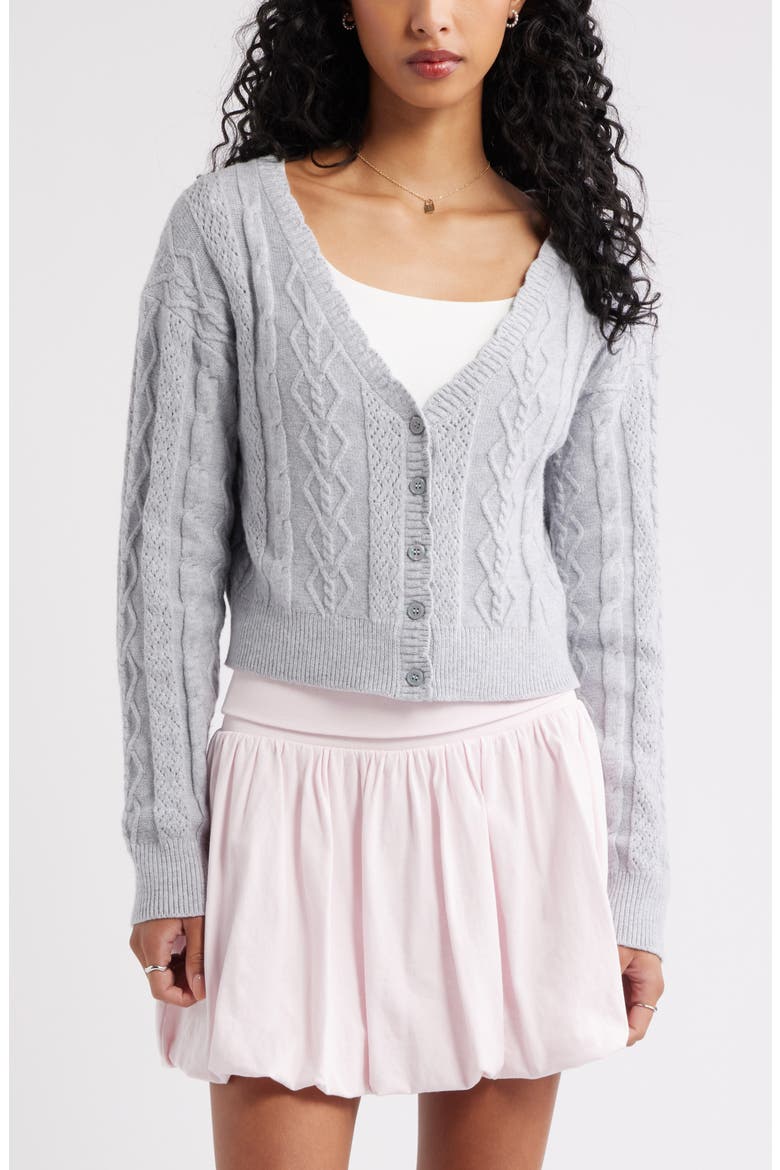 Mixed Stitch Cardigan, Main, color, GREY SOFT HEATHER