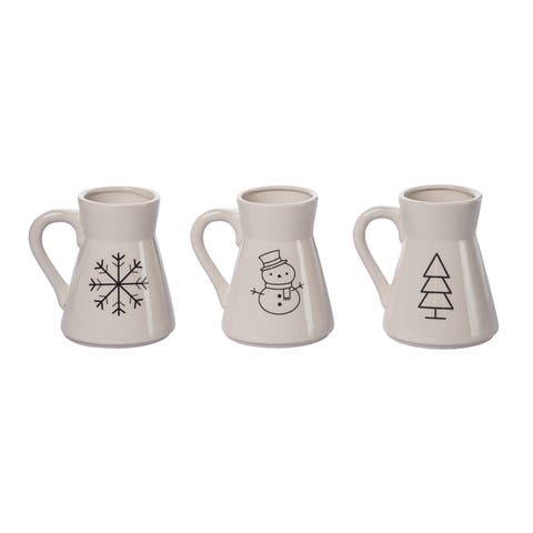 Dolomite Holiday Icon Mugs Set of 3 Ceramic Drinkware for Christmas