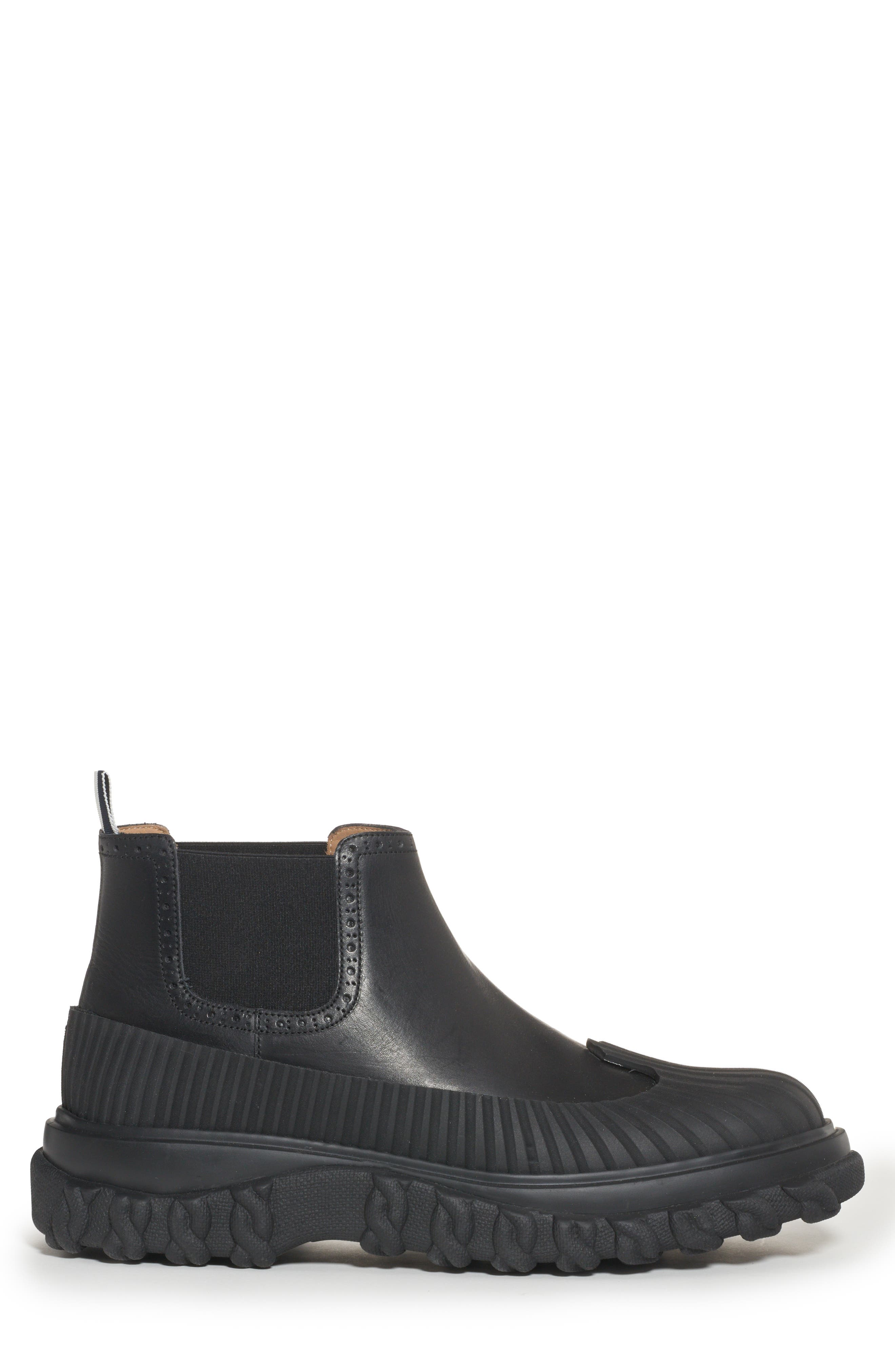 Thom Browne Brogued Chelsea Duck Boot, Alternate, color, Black