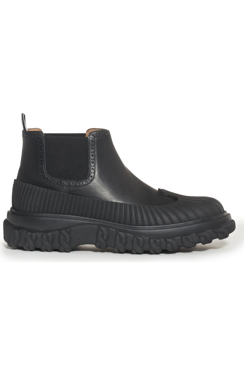 Thom Browne Brogued Chelsea Duck Boot, Alternate, color, Black