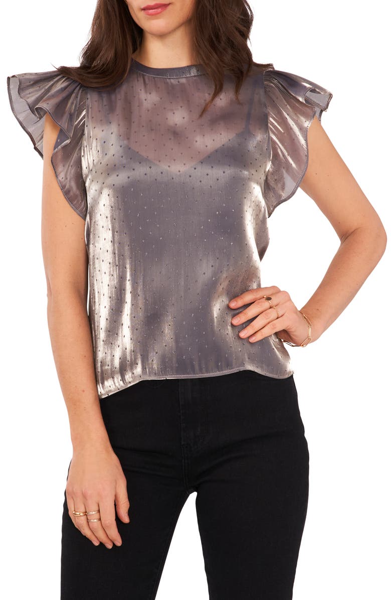 1.STATE Flutter Sleeve Metallic Top, Main, color, 